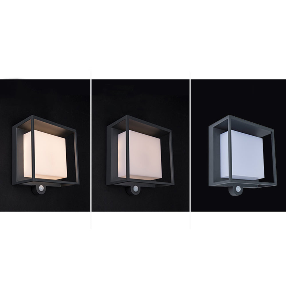 Modern Rectangular Acrylic Sensor Solar Powered IP65 Waterproof Outdoor Wall Lamp