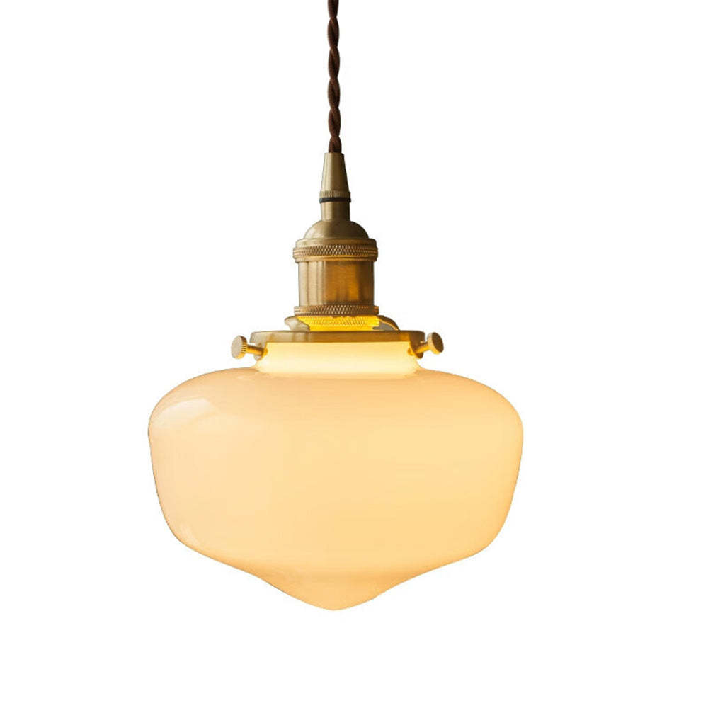 Retro Brass Lantern Glass Pendant Light