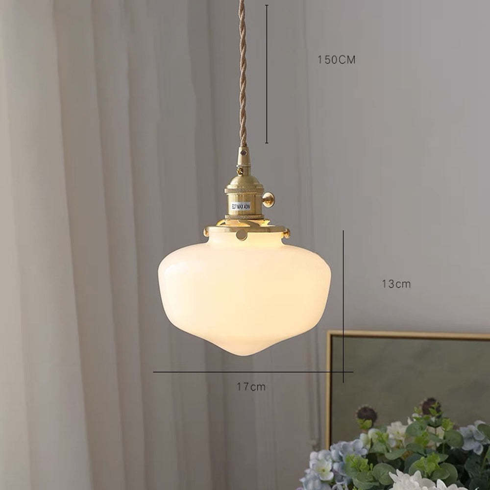 Retro Brass Lantern Glass Pendant Light