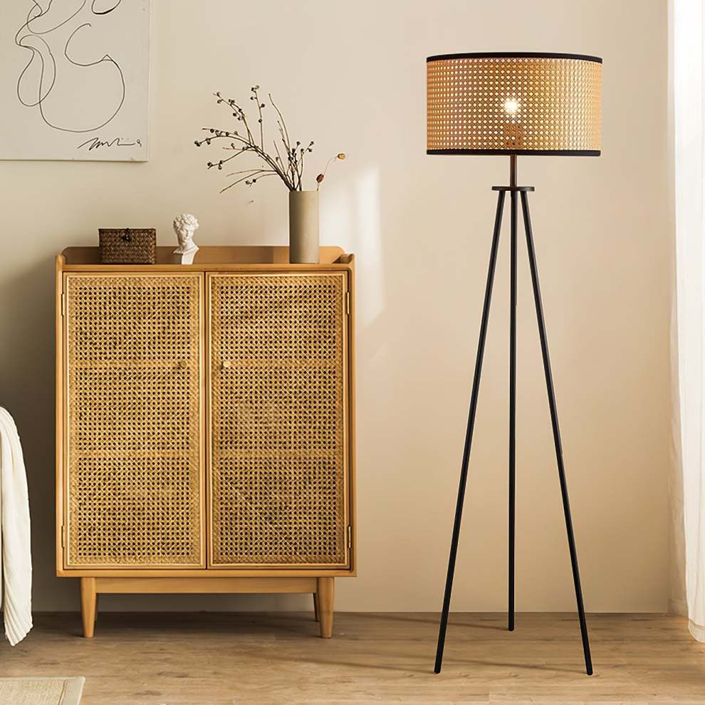 Rattan Tripod Floor Lamp