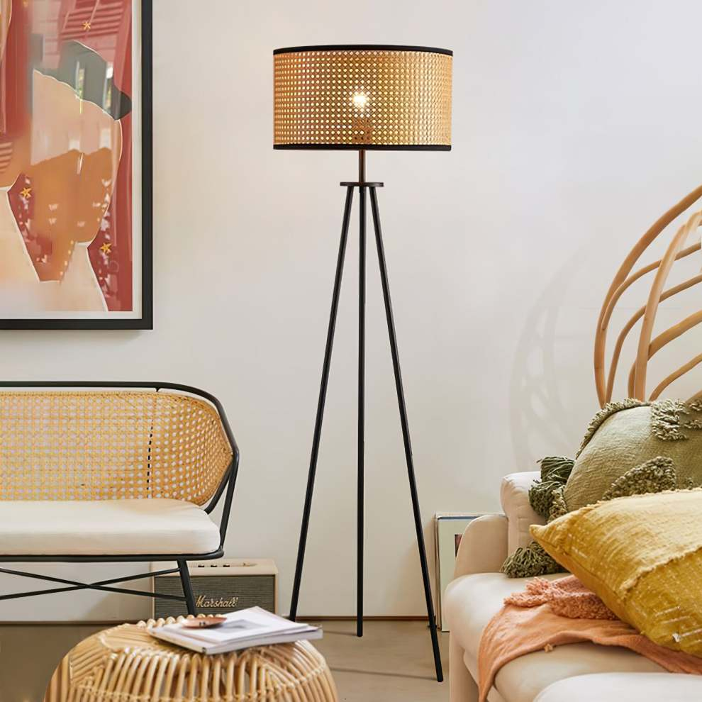 Rattan Tripod Floor Lamp