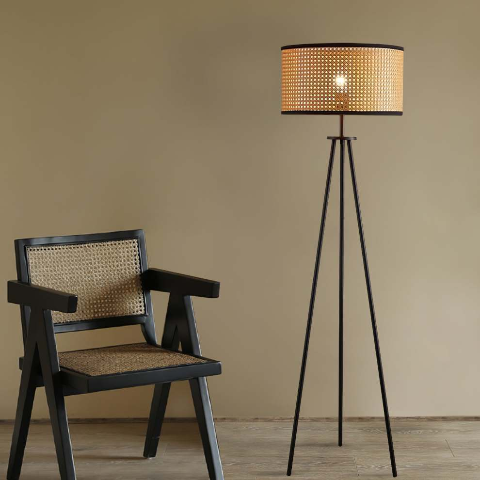 Rattan Tripod Floor Lamp