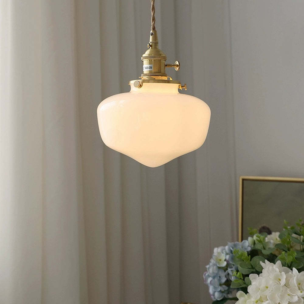 Retro Brass Lantern Glass Pendant Light