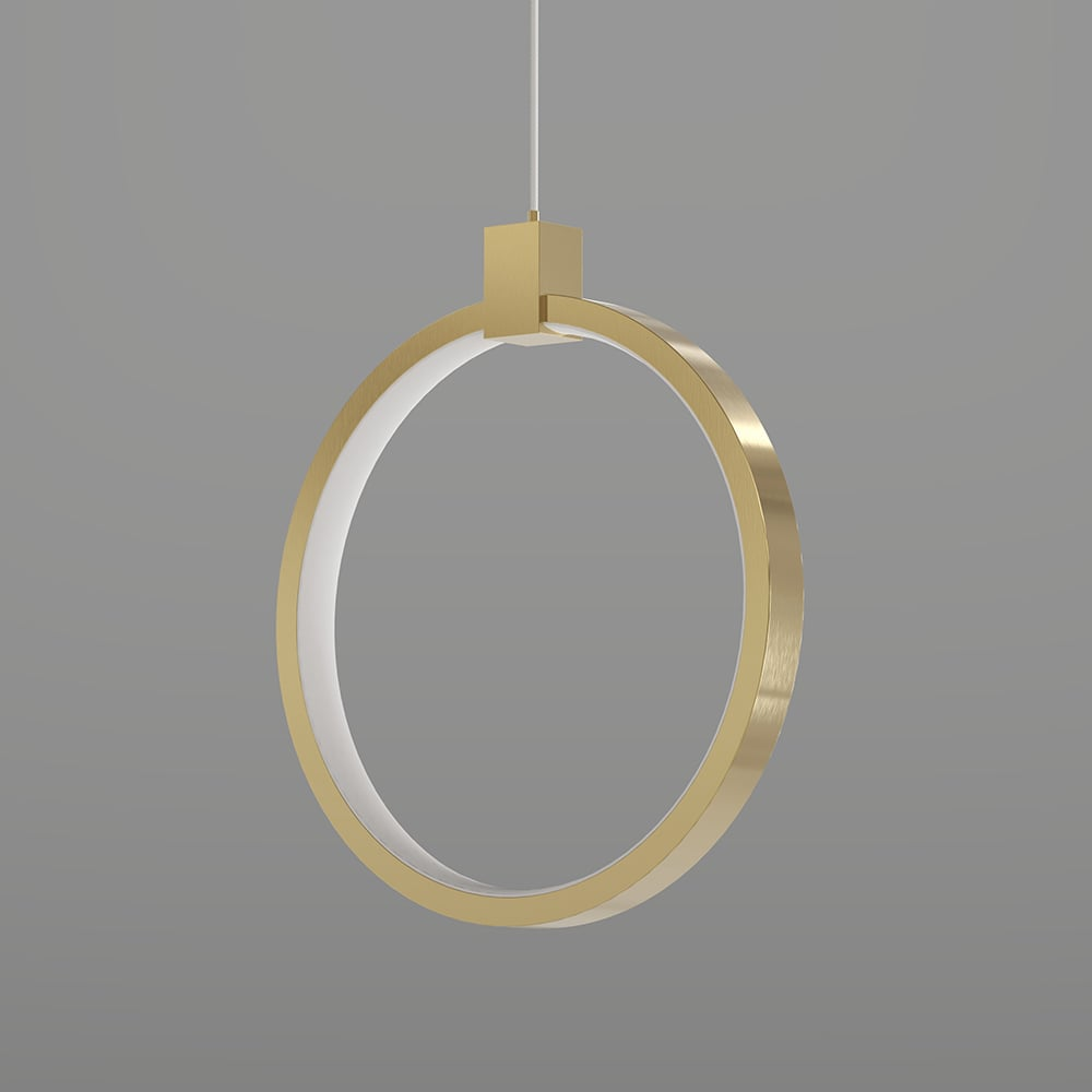 2-Light Circle Pendant Light Gold Brass Charmed Hanging Light