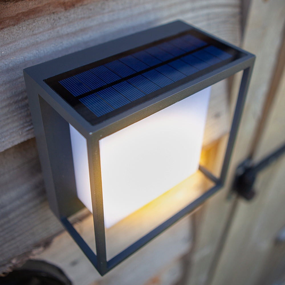 Modern Rectangular Acrylic Sensor Solar Powered IP65 Waterproof Outdoor Wall Lamp