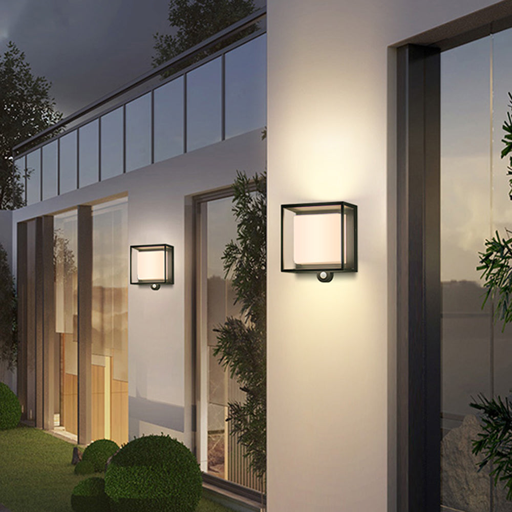 Modern Rectangular Acrylic Sensor Solar Powered IP65 Waterproof Outdoor Wall Lamp