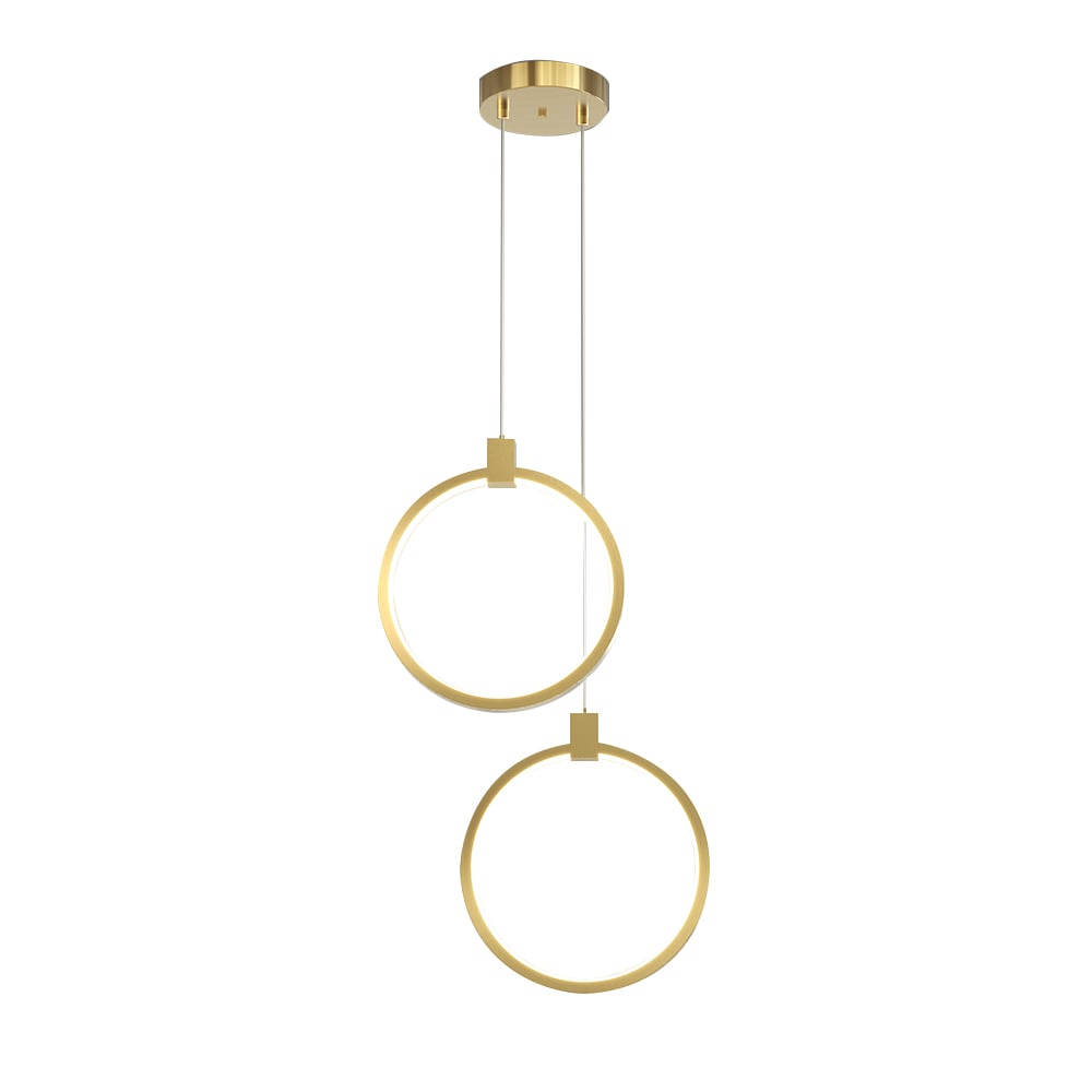 2-Light Circle Pendant Light Gold Brass Charmed Hanging Light