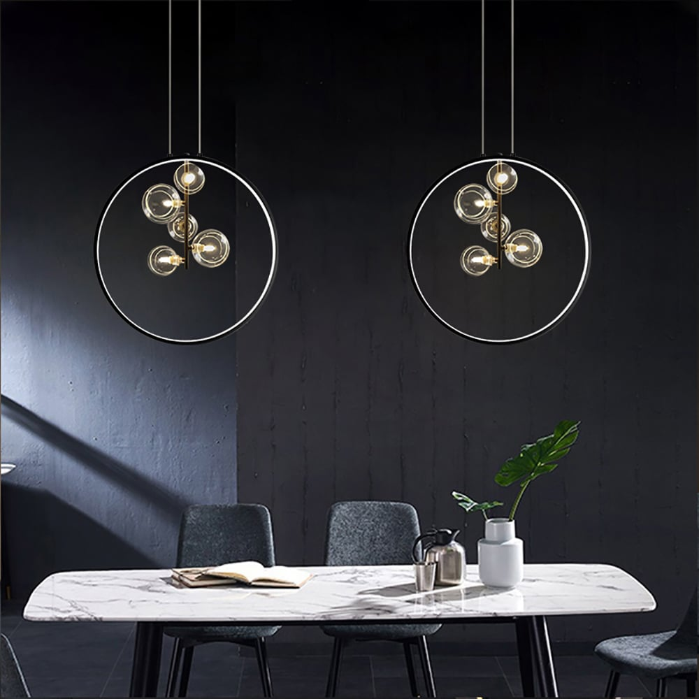 Black Pendant Light Minimalist Glass Globe LED