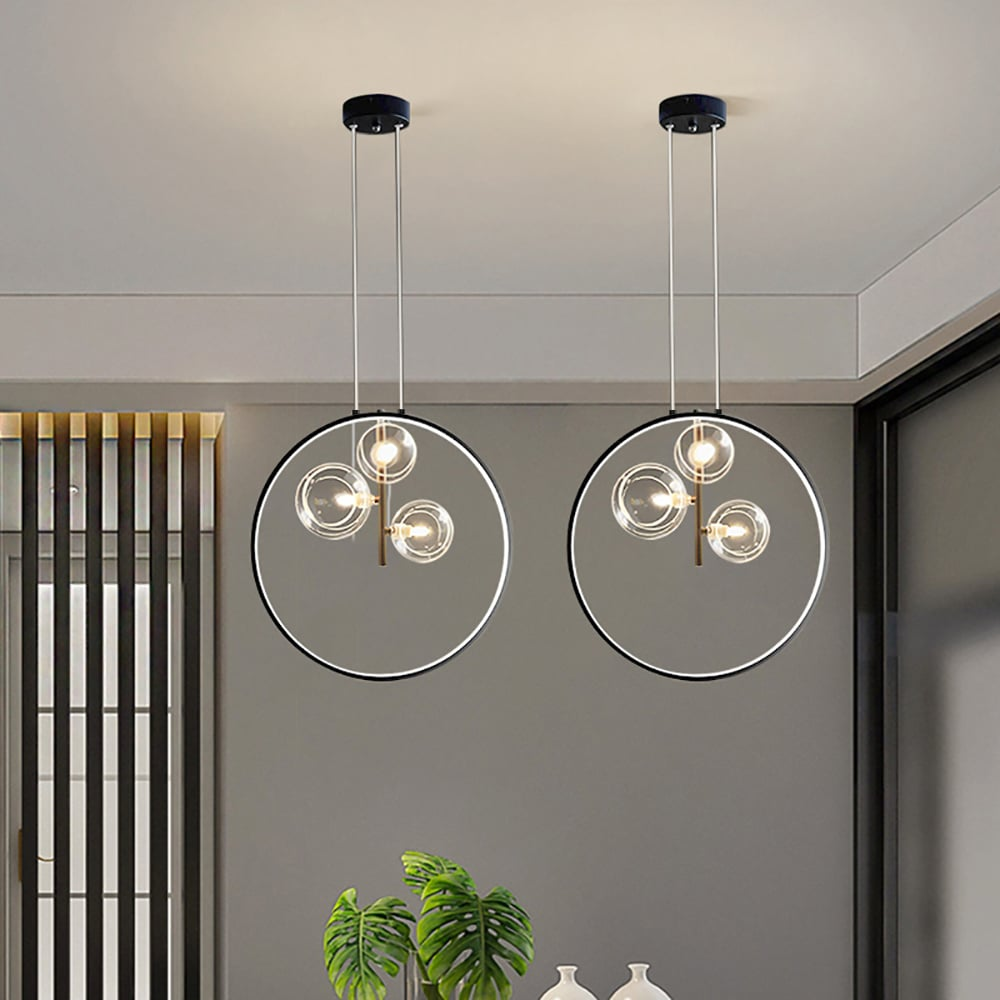 Black Pendant Light Minimalist Glass Globe LED