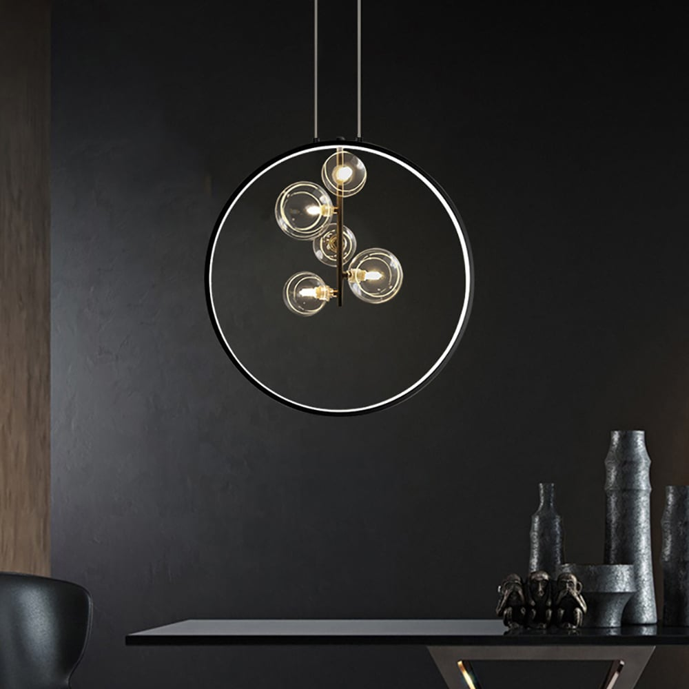 Black Pendant Light Minimalist Glass Globe LED