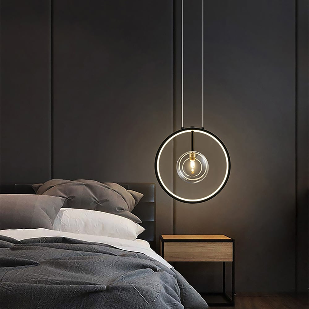 Black Pendant Light Minimalist Glass Globe LED