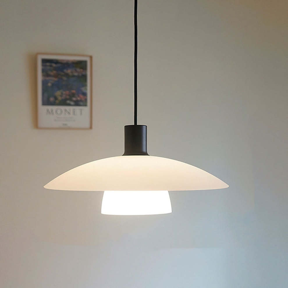 Minimalist White Disc Glass Pendant Light