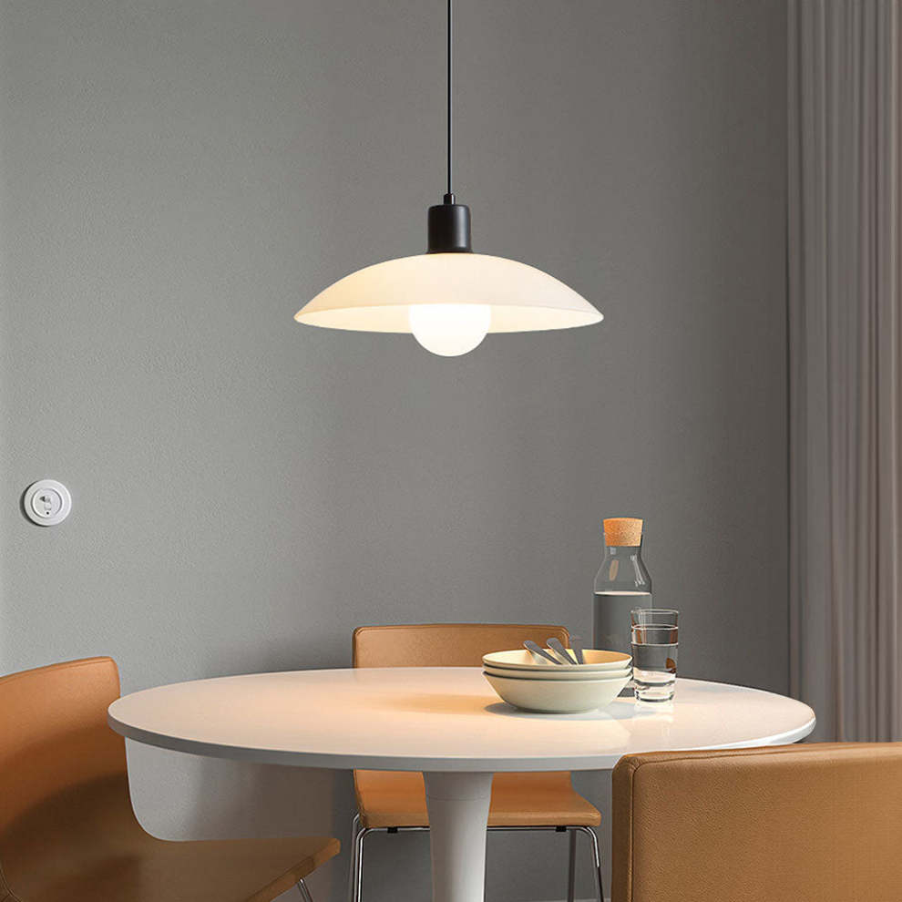 Minimalist White Disc Glass Pendant Light