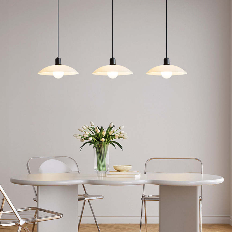 Minimalist White Disc Glass Pendant Light