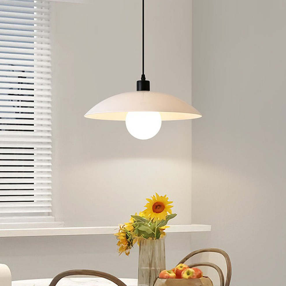 Minimalist White Disc Glass Pendant Light