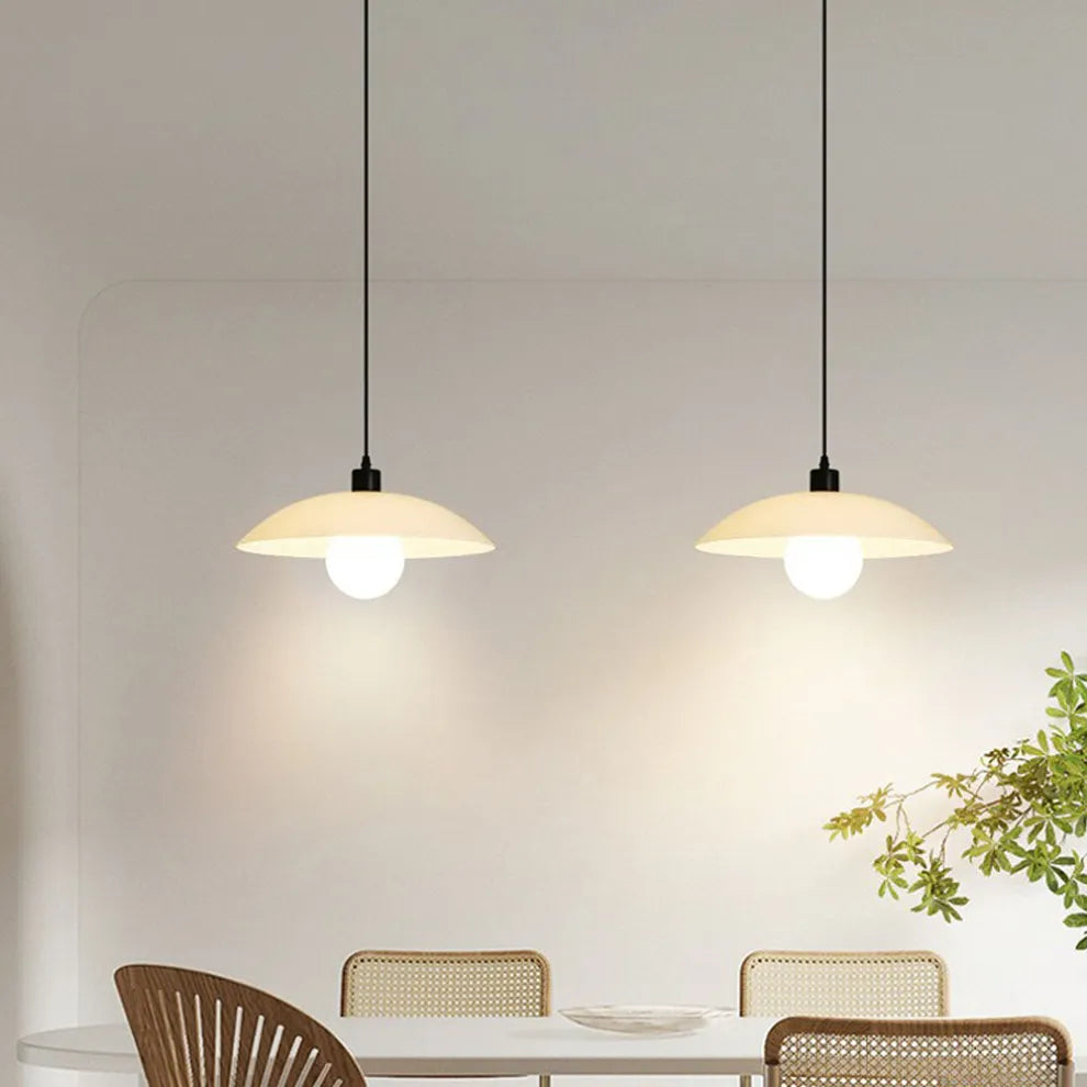 Minimalist White Disc Glass Pendant Light