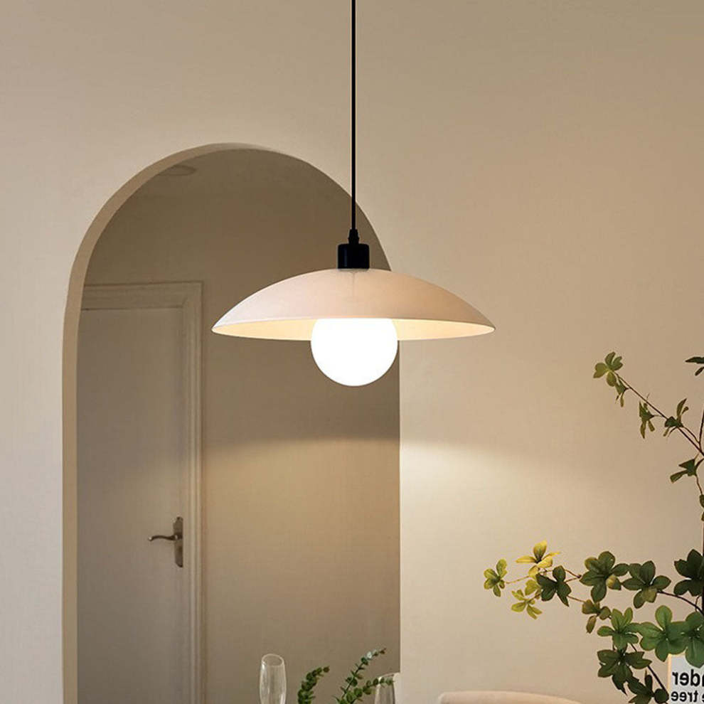 Minimalist White Disc Glass Pendant Light