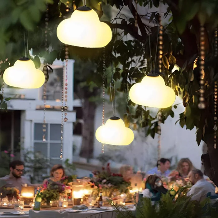 Minori Design LED Hanging Lamp Cloud Milk White Metal/Acrylic Garden