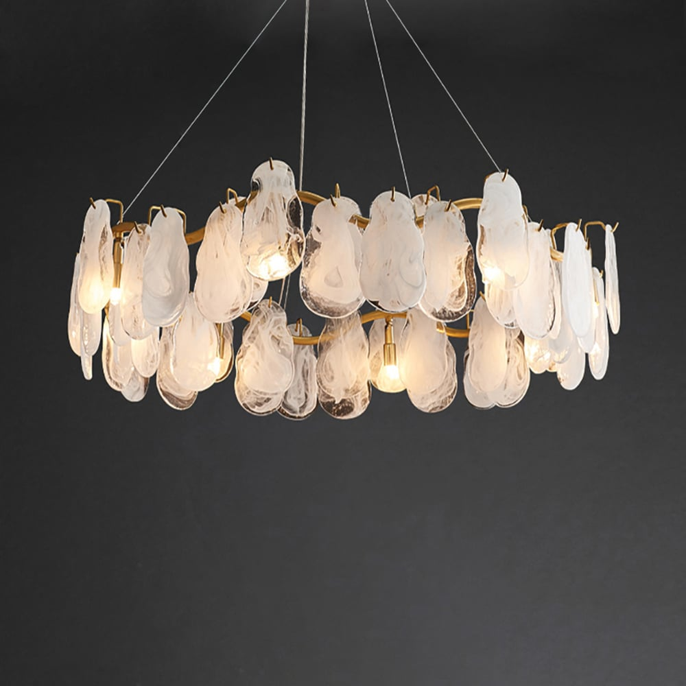 Modern 6-Light Tiered Cloud Glass Chandelier with Adjustable Cables