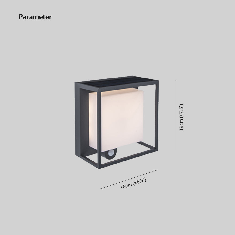 Modern Rectangular Acrylic Sensor Solar Powered IP65 Waterproof Outdoor Wall Lamp