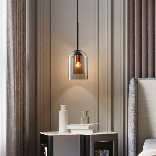 Mica Mid-Century Pendant Lamps with Double Glass